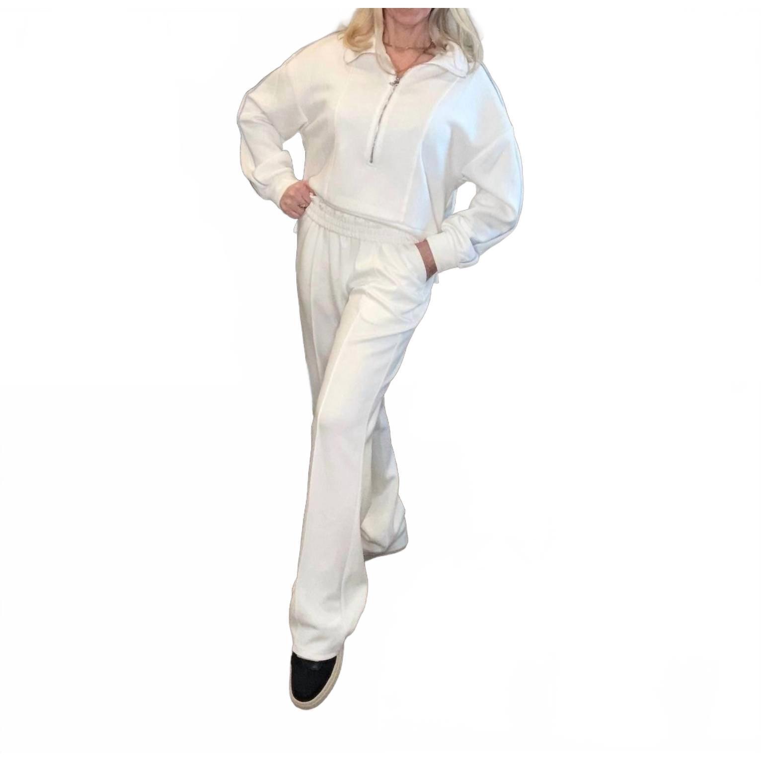 New Fate + Fortune Mac And Me Seam Detail Pull On Pant In White